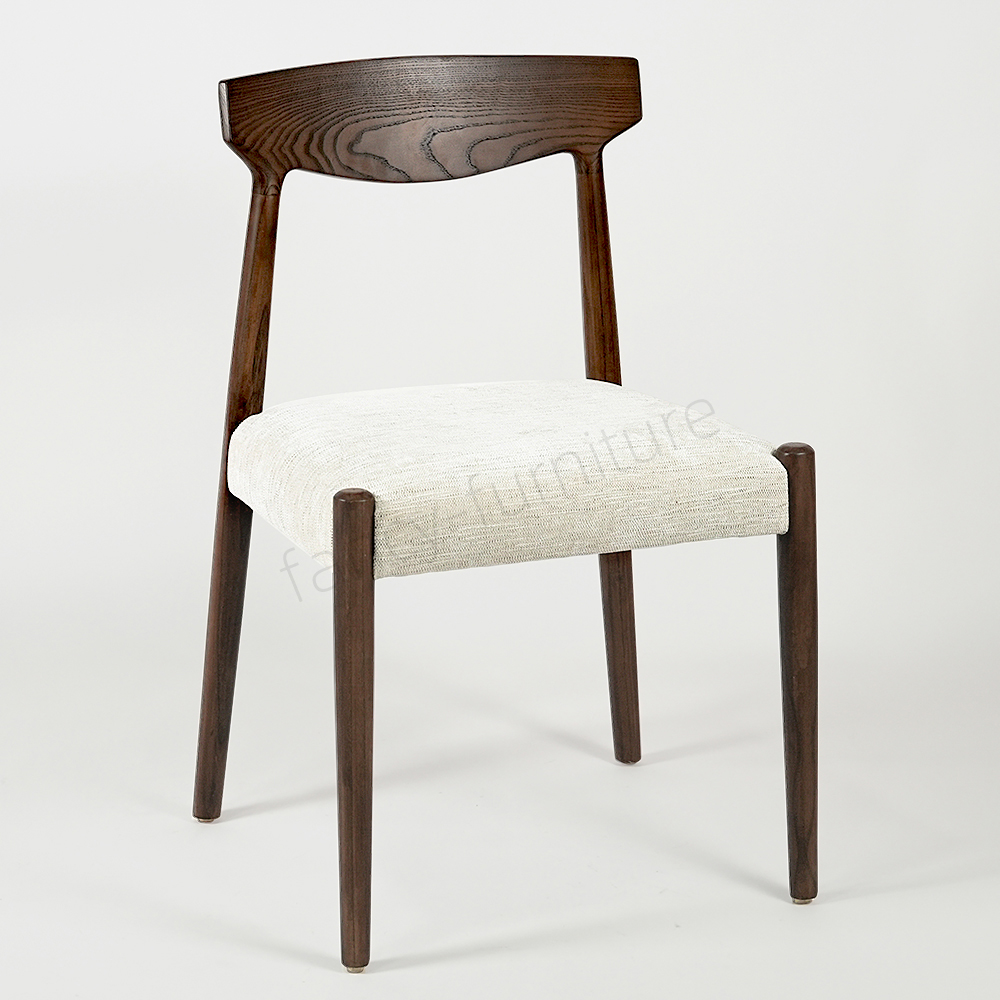 Modern Ash Wood Dining Chair with Soft Fabric Upholstered Seat, Mid-Century Style for Home Kitchen & Restaurant
