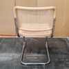 Armless Rattan Accent Chair, Natural Beech Wood Trim Plastic Rattan Backrest Chair with Electroplated Metal Legs for Home Dining