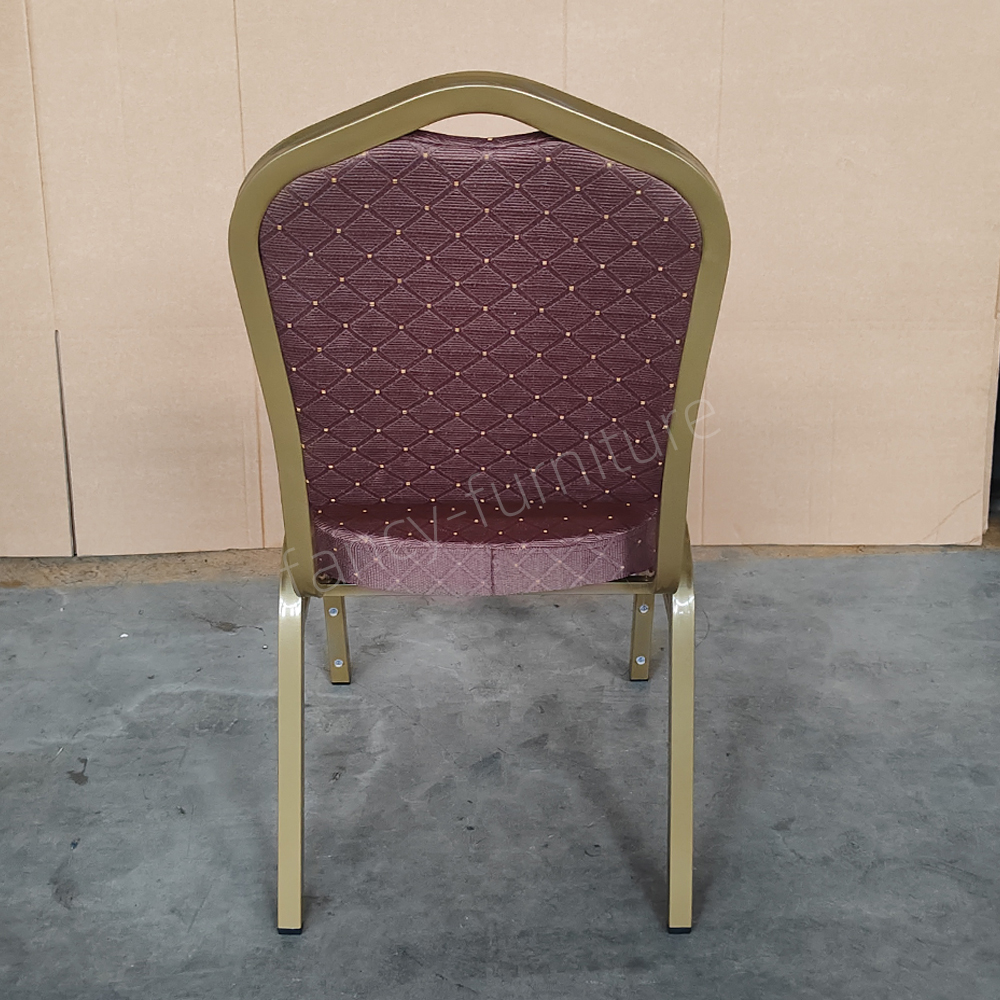 Modern Iron Stackable Stable Commercial Dining Hotel Banquet Chairs Solid Back Foam Cushion Fabric Cover Indoor/Outdoor Banquet Chairs