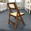 Folding Solid Rubber Wood Dining Chair with Natural Rattan Seat Backrest Portable Foldable Classic Design for Home & Hotel Use