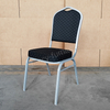 Fancy Banquet Chair Modern Metal Fabric Stackable Stable Commercial Hotel Dining Solid Back Foam Cushion Iron Legs Home Office