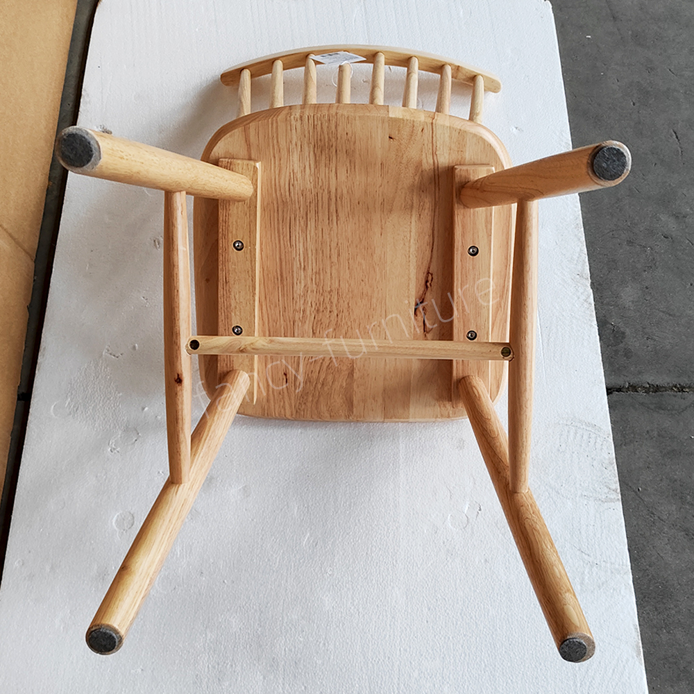 Classic Windsor Style Armless Chair, Natural Rubber Wood Dining Chair with Spindle Back Durable & Ergonomic for Home Hotel Use