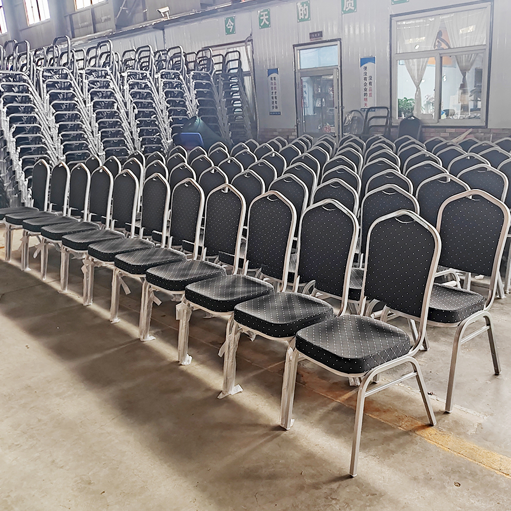 Hot Sale Modern Iron Stackable Durable & Stable Solid Back Hotel Banquet Chair for Wedding Events Indoor Use