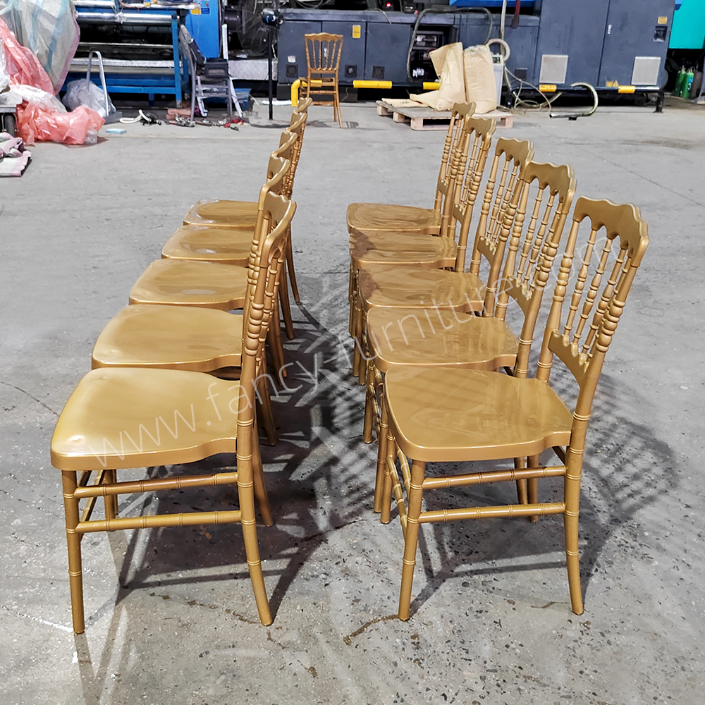 Elegant Gold Napoleon Chiavari Chair Stackable Durable Chair for Wedding Venues Banquet Halls & Bulk Event Rental Orders