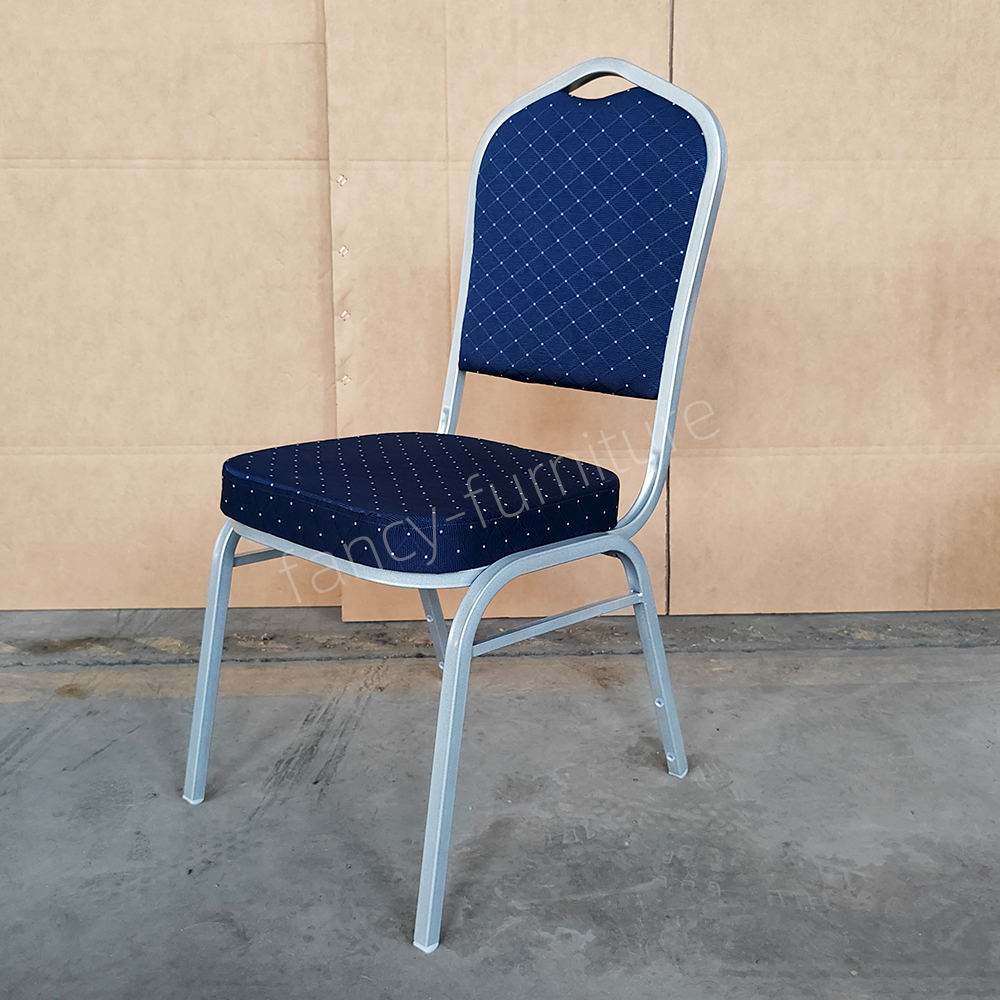 Modern Stackable Metal Fabric Iron Legs Solid Back Commercial Foam Cushion for Indoor/Outdoor Use Banquet Chair