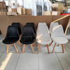 Plastic Modern Comfortable Ergonomic Durable Upholstered Tulip Dining Chair with Wood Legs Home Furniture