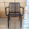 Heavy Duty Black Plastic Stackable Chair, All-Weather, Ventilated Slatted Design for Dining & Outdoor Events