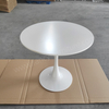 Nordic Tulip Round Dining Table, MDF Top with Metal Base, Black/White, for Kitchen, Cafe, Patio, Living Room