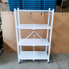 4-Tier Foldable Iron Kitchen Storage Shelf with Wheels Heavy Duty Powder-Coated Rolling Rack Organizer for Microwave Oven Food