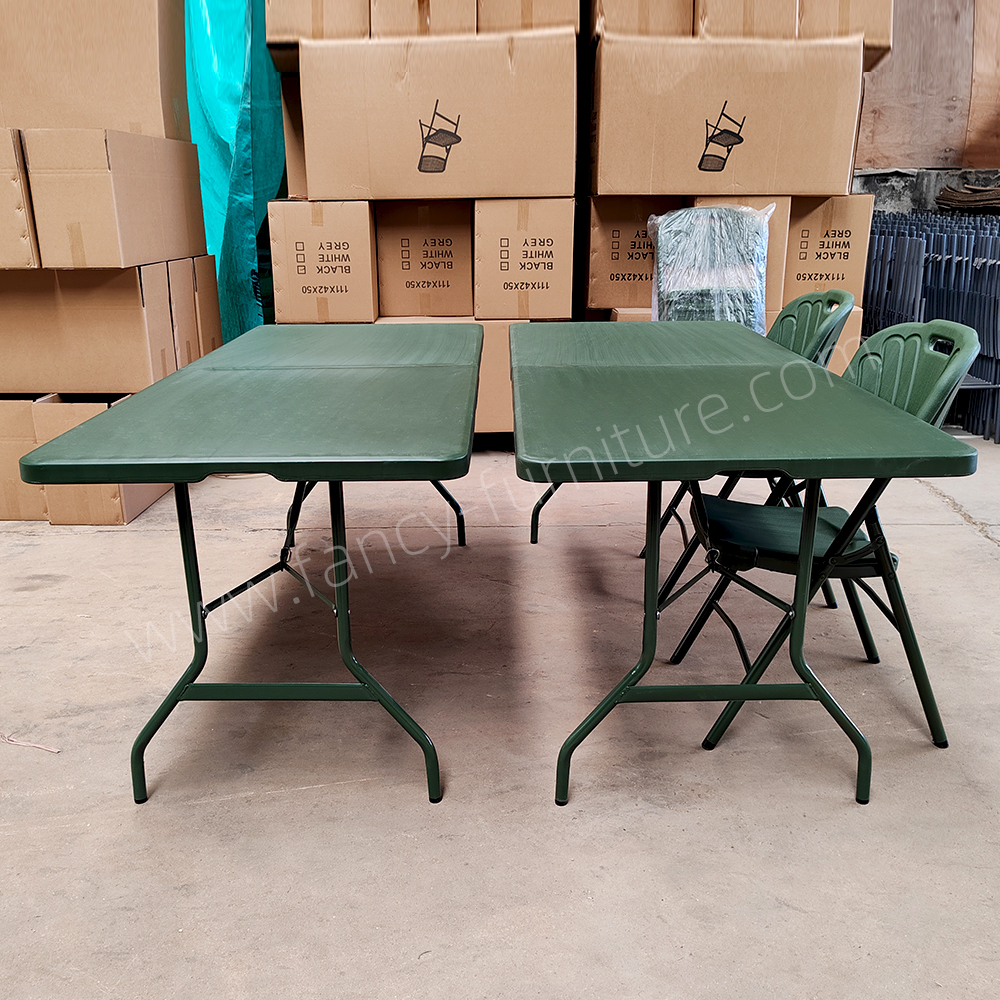 Portable Folding Plastic Table-HDPE Heavy Duty Waterproof Rectangular Table for Home Dining Hotel Camping Parties & Picnics
