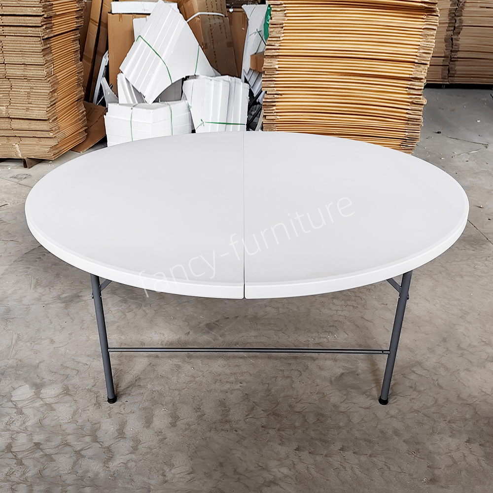 Portable Foldable Plastic Table-round Rectangular Heavy Duty Folding Dining/Hotel Table Waterproof Easy Carry for Outdoor