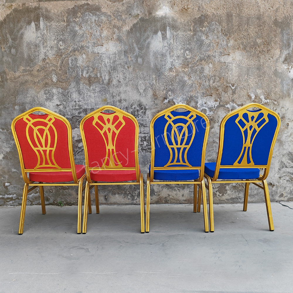 Hotel Banquet Chair with Decorative Iron Back Stackable & Durable Modern Design Foam Cushion Indoor Use