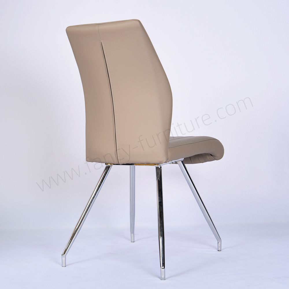 Luxury PU Leather Dining Chair with Electroplated Frame for Hotel Banquet Restaurant