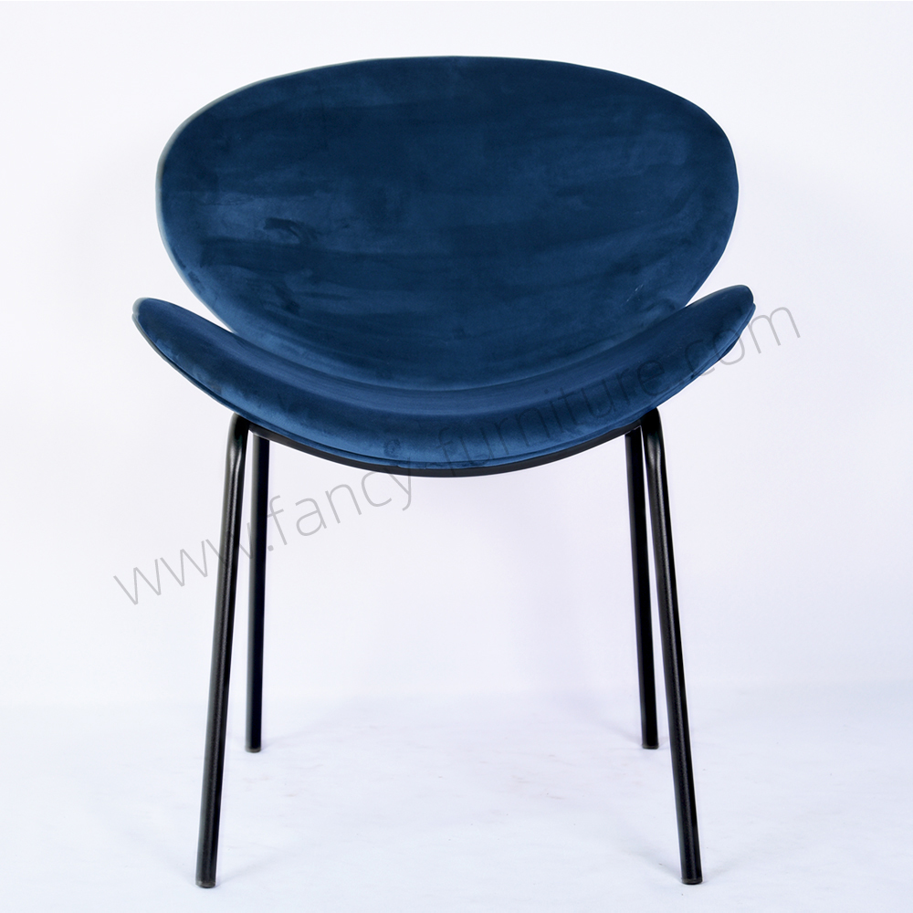 High End Comfortable Velvet Dining Chair Featuring Black Ripple Legs for Commercial & Household