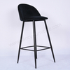 Modern Velvet Bar Chair with Black Legs Comfortable Height Bar Stool with Footrest for Kitchen Island, Home Bar