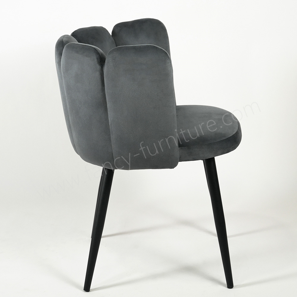 Soft Shell Dining Chair, Comfy Side Chair with Flower Shaped Backrest for Bedroom & Dining Area