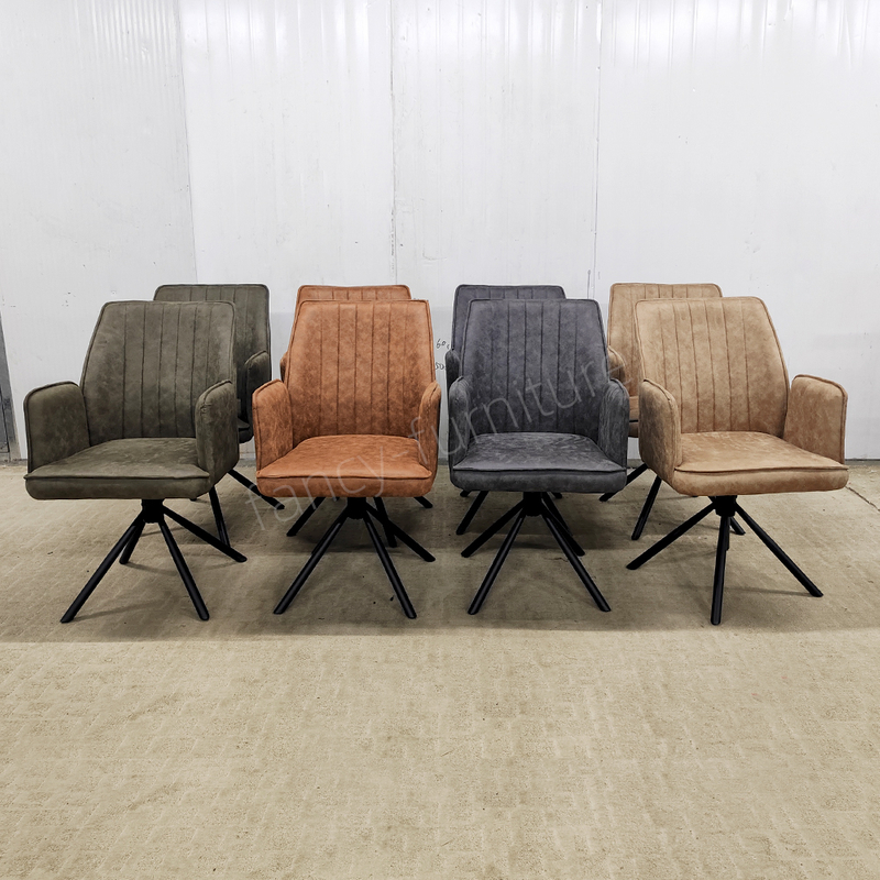 Modern Soft Upholstered Dining Chair, Tech Fabric Upholstery with Black Metal Legs for Living Room & Dining Room