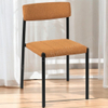 Nordic Style Linen Fabric Dining Chair, Curved Backrest Side Chair with Sturdy Metal Legs for Dining Room