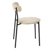 Breathable Linen Curved Back Dining Chair, Soft Fabric Kitchen Chair with Sturdy Black Metal Frame