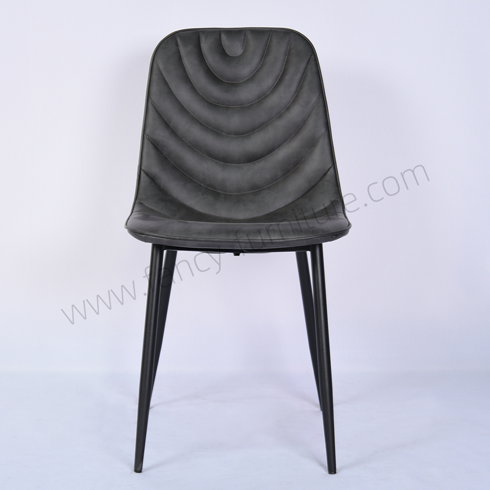 Modern High Quality Black PU Leather Dining Chair Comfortable Ergonomic Chair for Home Restaurant Cafe
