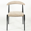 Durable Black Leg Linen Dining Chair, Curved Backrest Fabric Chair for Commercial & Home Use