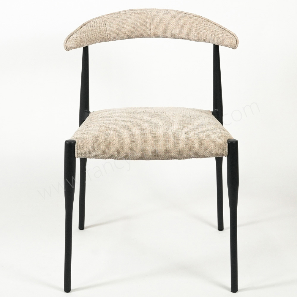 Durable Black Leg Linen Dining Chair, Curved Backrest Fabric Chair for Commercial & Home Use