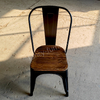 Black Industrial Stackable Metal Dining Chair with Solid Wood Seat, Iron Chair for Restaurant, Cafe, Patio And Home Kitchen