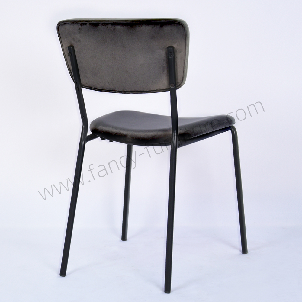 Modern Nordic Velvet Upholstered Dining Chair, Black Ripple Metal Legs Luxury Dining Room Furniture, Suitable for Home Hotel Restaurant Banquet Cafe Coffee Shop