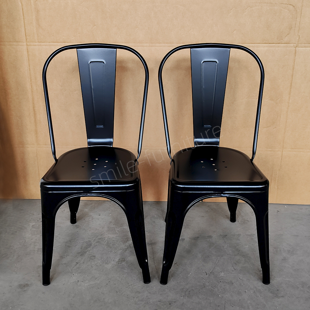 Sturdy Durable Industrial Antique Iron Stackable Dining Chair with Metal Legs for Home And Commercial Use