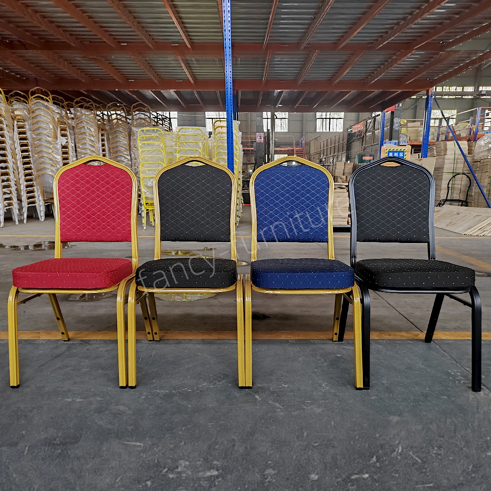 High Quality Durable Stackable Iron Frame Banquet Chair Lightweight Portable Stackable Design for Hotel Banquet Hall Wedding Party Event Furniture