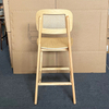 Wholesale Modern Ash Wood Bar Stool with Real Rattan Back & Seat, Ergonomic Counter Height Kitchen Bar Chair with Solid Wood Frame for Home, Restaurant,