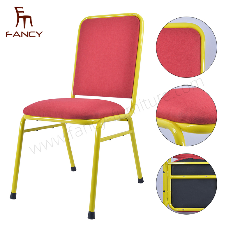 Good Quality Iron Wedding Banquet Metal Frame Hotel Furniture Stackable Banquet Chairs for Sale