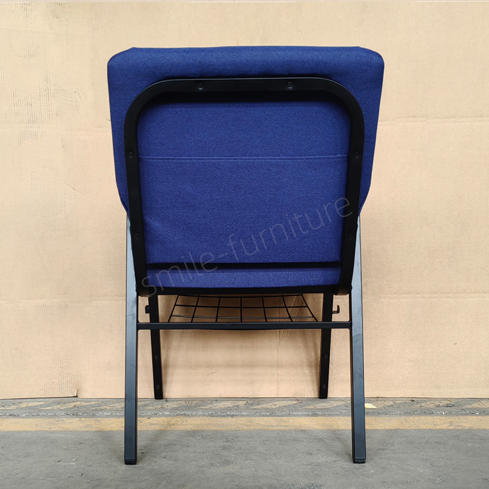 Custom Color Upholstered Arm Church Chair Stackable Iron Frame Modern Worship Seating for Religious Venue & Auditorium