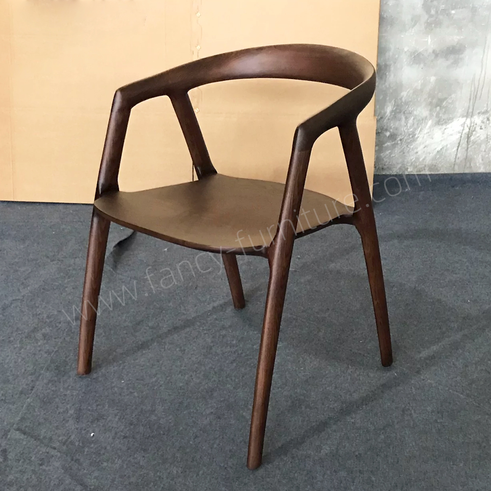 Modern Ash Wood Dining Chair with Armrests, Curved Back Design, Multi-Color Finishes for Home Kitchen & Restaurant