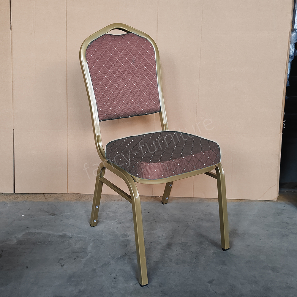 Modern Iron Stackable Stable Commercial Dining Hotel Banquet Chairs Solid Back Foam Cushion Fabric Cover Indoor/Outdoor Banquet Chairs