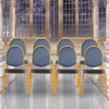 Stackable Chair Iron Legs Stackable Stable Solid Back Commercial Hotel Dining Indoor Outdoor Use Smile Banquet Chair