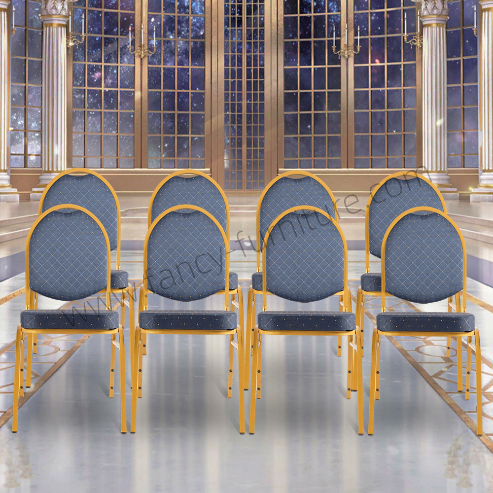 Stackable Chair Iron Legs Stackable Stable Solid Back Commercial Hotel Dining Indoor Outdoor Use Smile Banquet Chair