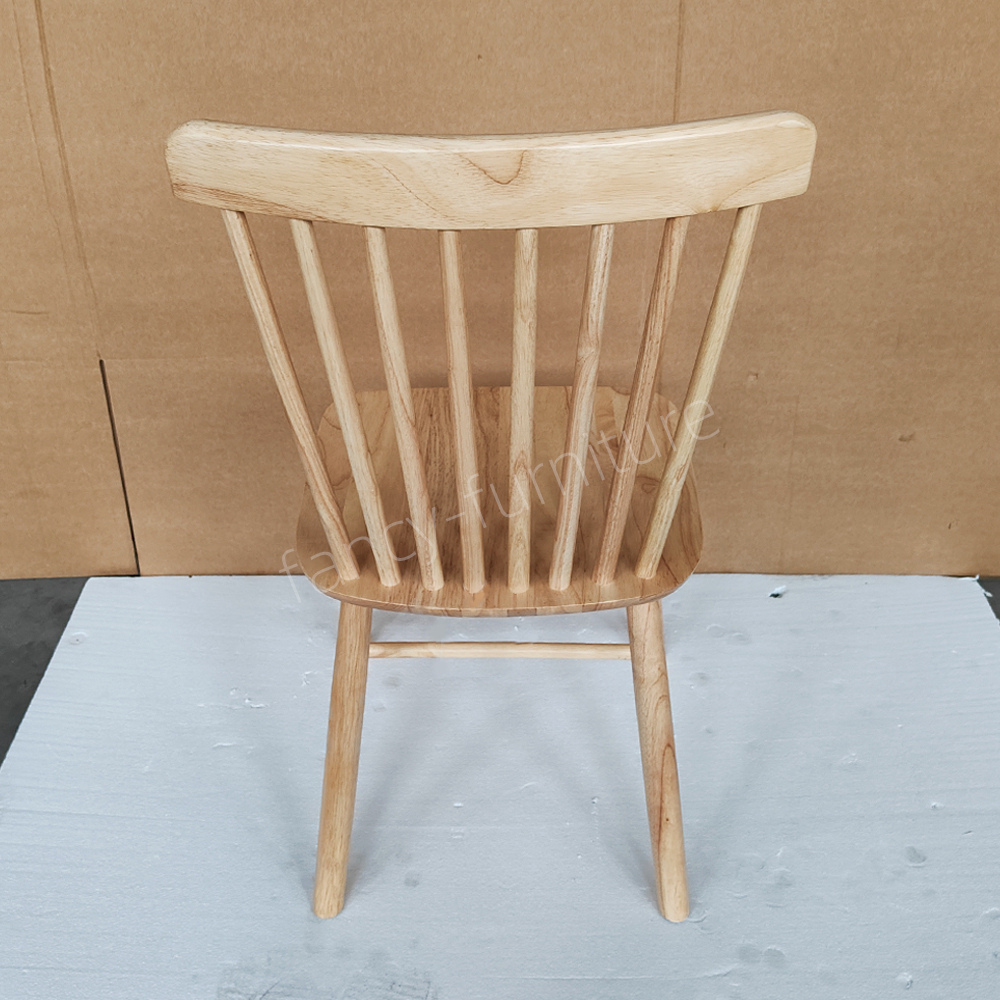 Classic Windsor Style Armless Chair, Natural Rubber Wood Dining Chair with Spindle Back Durable & Ergonomic for Home Hotel Use