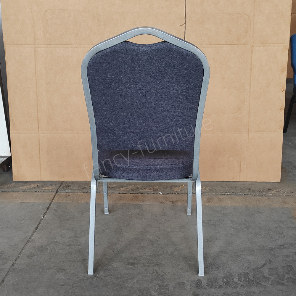  Banquet Chair Modern Metal Fabric Stackable Stable Commercial Hotel Dining Chair Solid Back Foam Cushion Iron Home Office