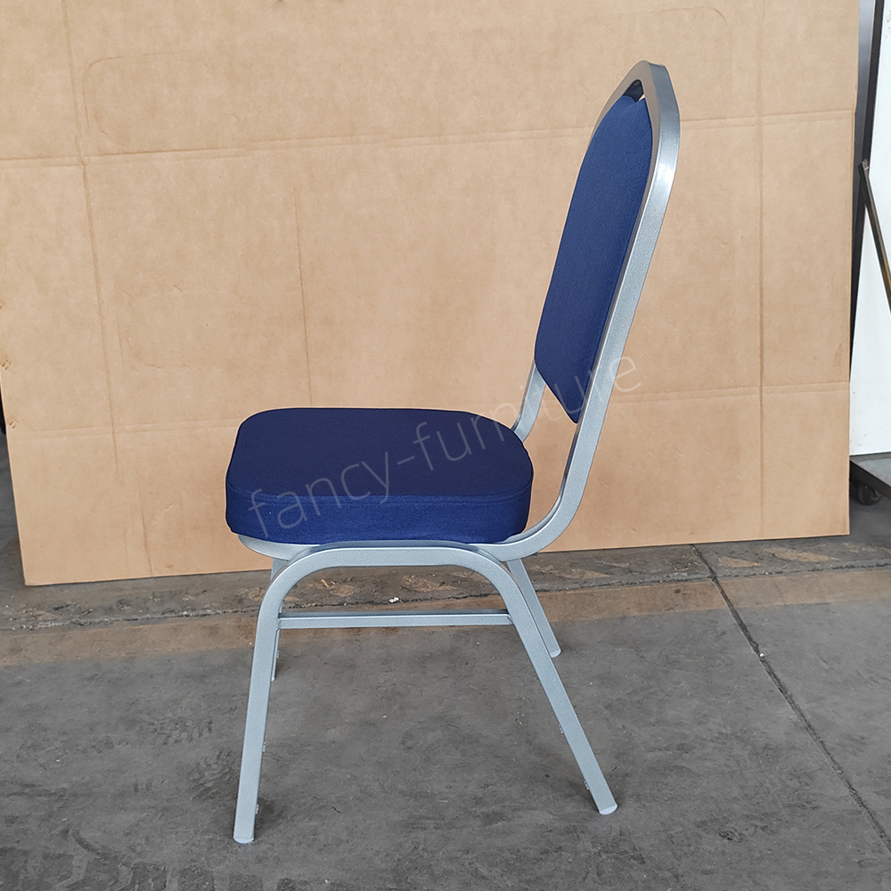Modern Commercial Iron Dining Banquet Chairs with Metal Legs Fabric Seats Stackable Design for Hotel Wedding & Party Events