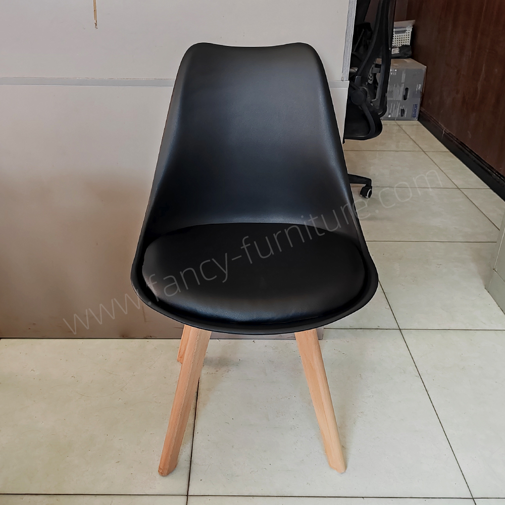 Plastic Modern Comfortable Ergonomic Durable Upholstered Tulip Dining Chair with Wood Legs Home Furniture