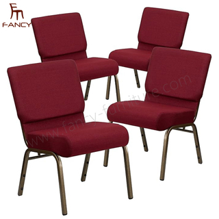 Modern Navy Blue Church Prayer Chair Fabric Stackable Metal Rack Attachable Factory Wholesale Popular Economical Theater Seat