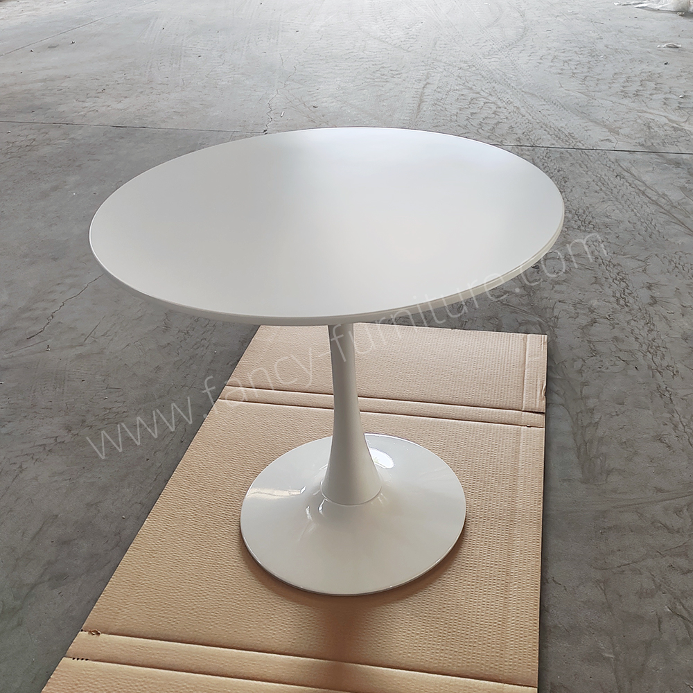 Nordic Tulip Round Dining Table, MDF Top with Metal Base, Black/White, for Kitchen, Cafe, Patio, Living Room