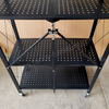 4-Tier Foldable Iron Kitchen Storage Shelf with Wheels Heavy Duty Powder-Coated Rolling Rack Organizer for Microwave Oven Food