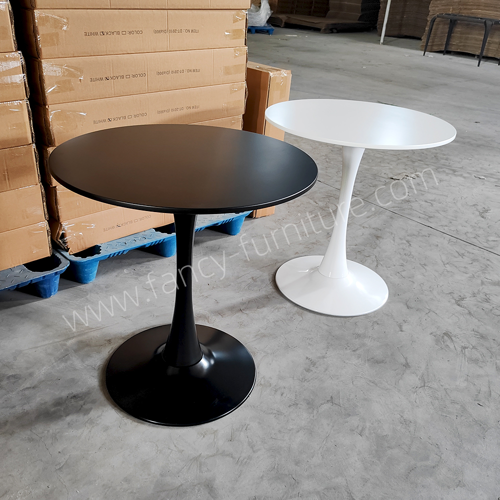 Contemporary Tulip Dining Table, Round MDF Top with Heavy Duty Metal Base, Anti-rust Stable Legs for Indoor Dining Use