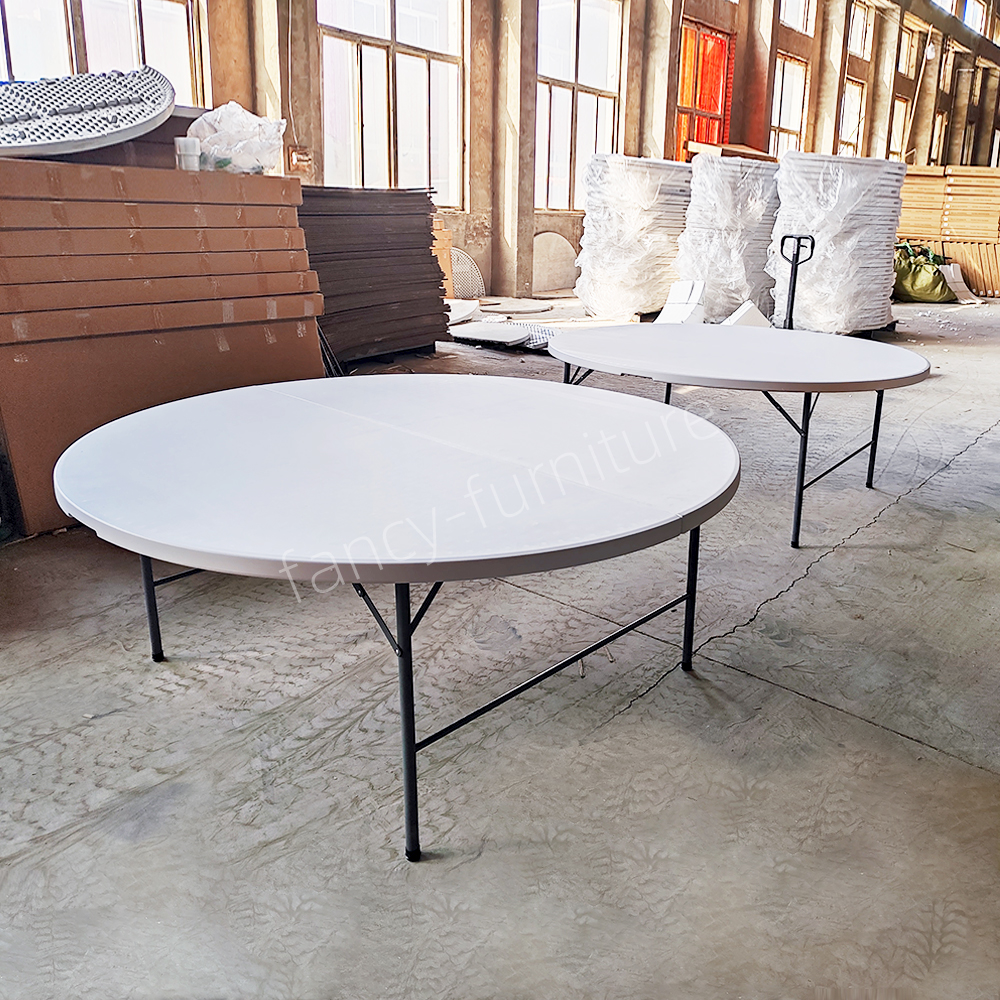 Portable Foldable Plastic Table-round Rectangular Heavy Duty Folding Dining/Hotel Table Waterproof Easy Carry for Outdoor
