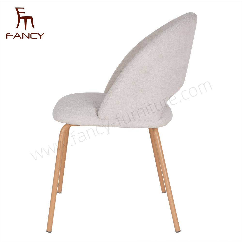 High-End European Design Dining Chairs for Home Office And Hotel Wood Grain Metal Legs Popular High Quality Furniture