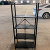 5-Tier Foldable Iron Kitchen Storage Shelf Wheels Heavy Duty Powder-Coated Rolling Rack Organizer for Flower Pot Living Room
