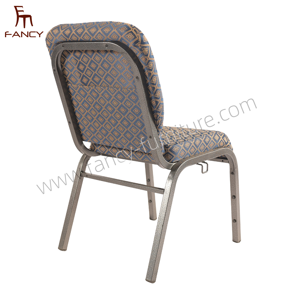 Modern Metal Hotel Furniture Iron Steel Interlocking Padded Auditorium Stack Church Chair
