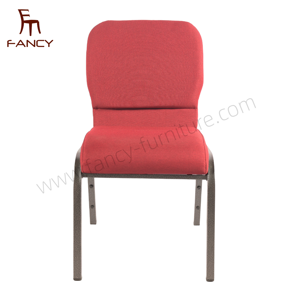 Factory Supply Modern Design Iron Frame Fabric Upholstery Banquet Stackable Church Chair for Sale